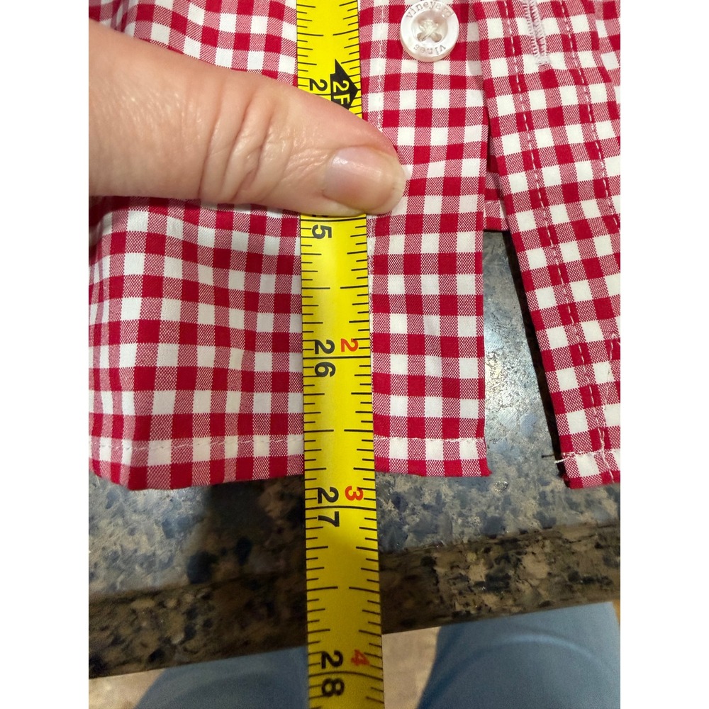 Vineyard Vines Performance Gingham Shirt Red White boy's M 12-14 Button Down - Picture 6 of 7
